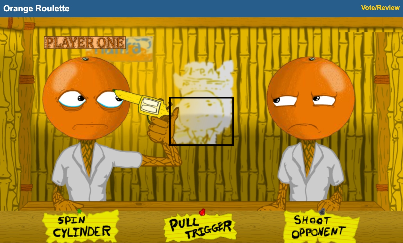 Orange Roulette Game Screenshot - Russian Roulette with Anthropomorphic Oranges
